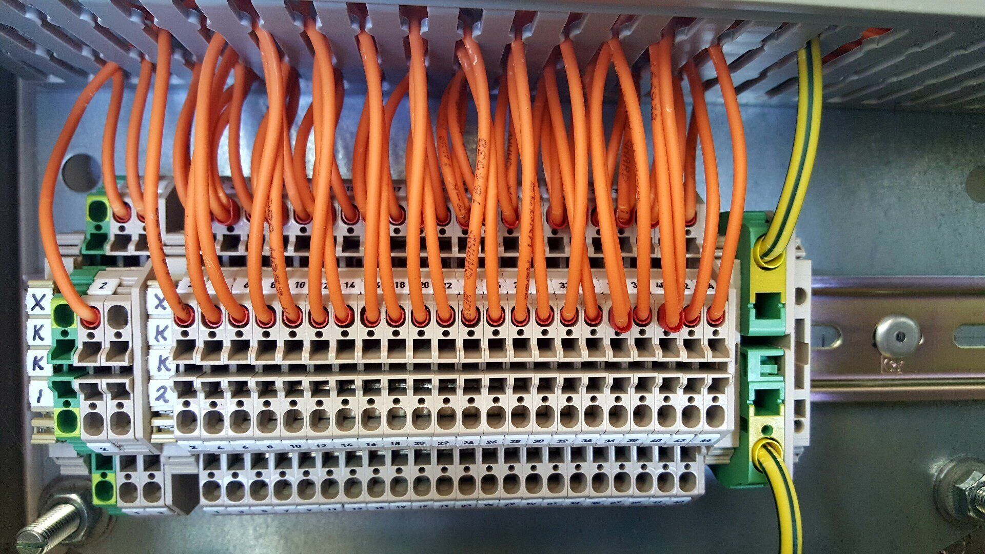 Electrical Switchboard With Orange Wires — Anytime Cairns Electrical in Cairns, QLD