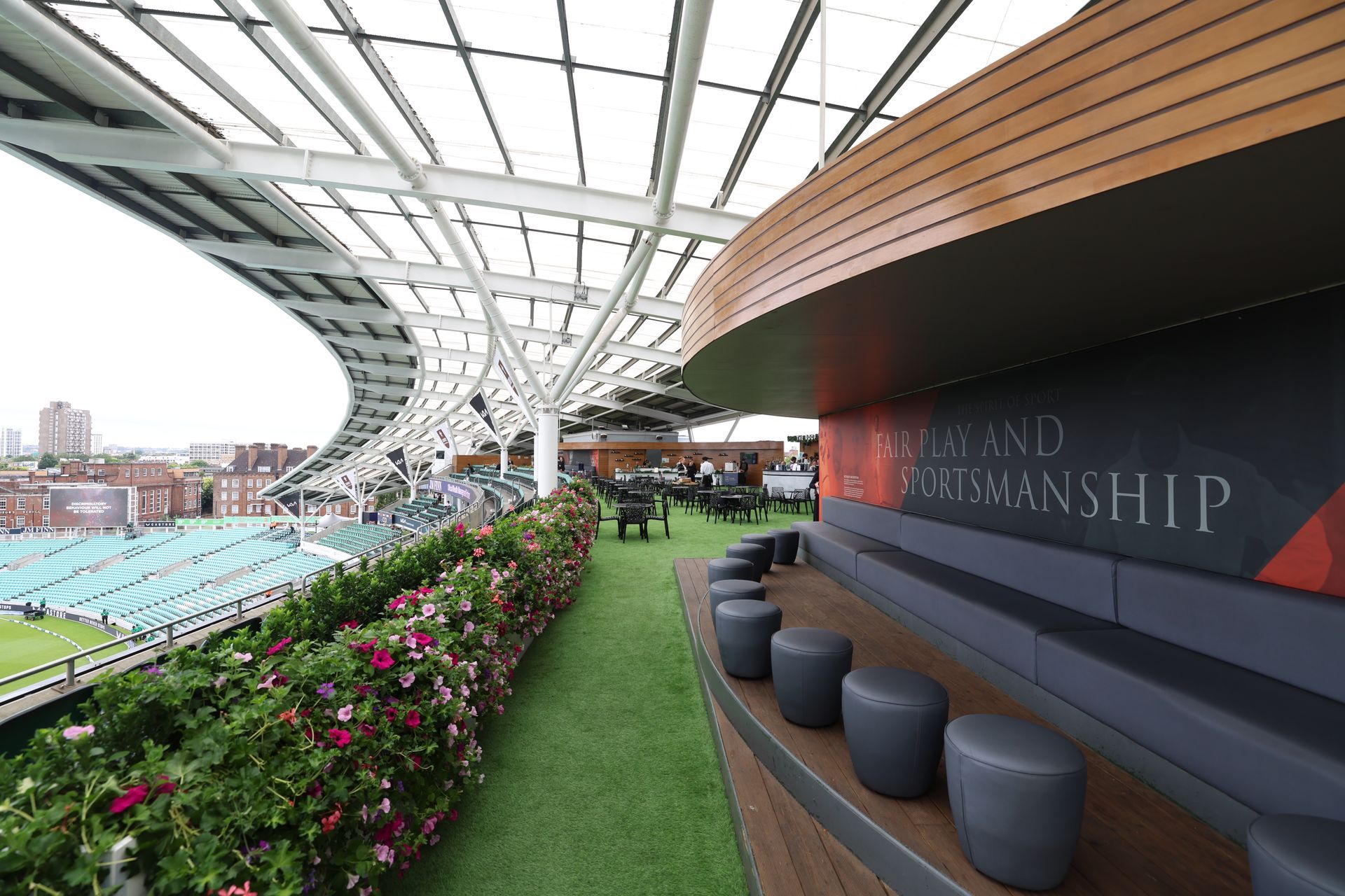 A stadium with a sign that says ' friendship ' on it