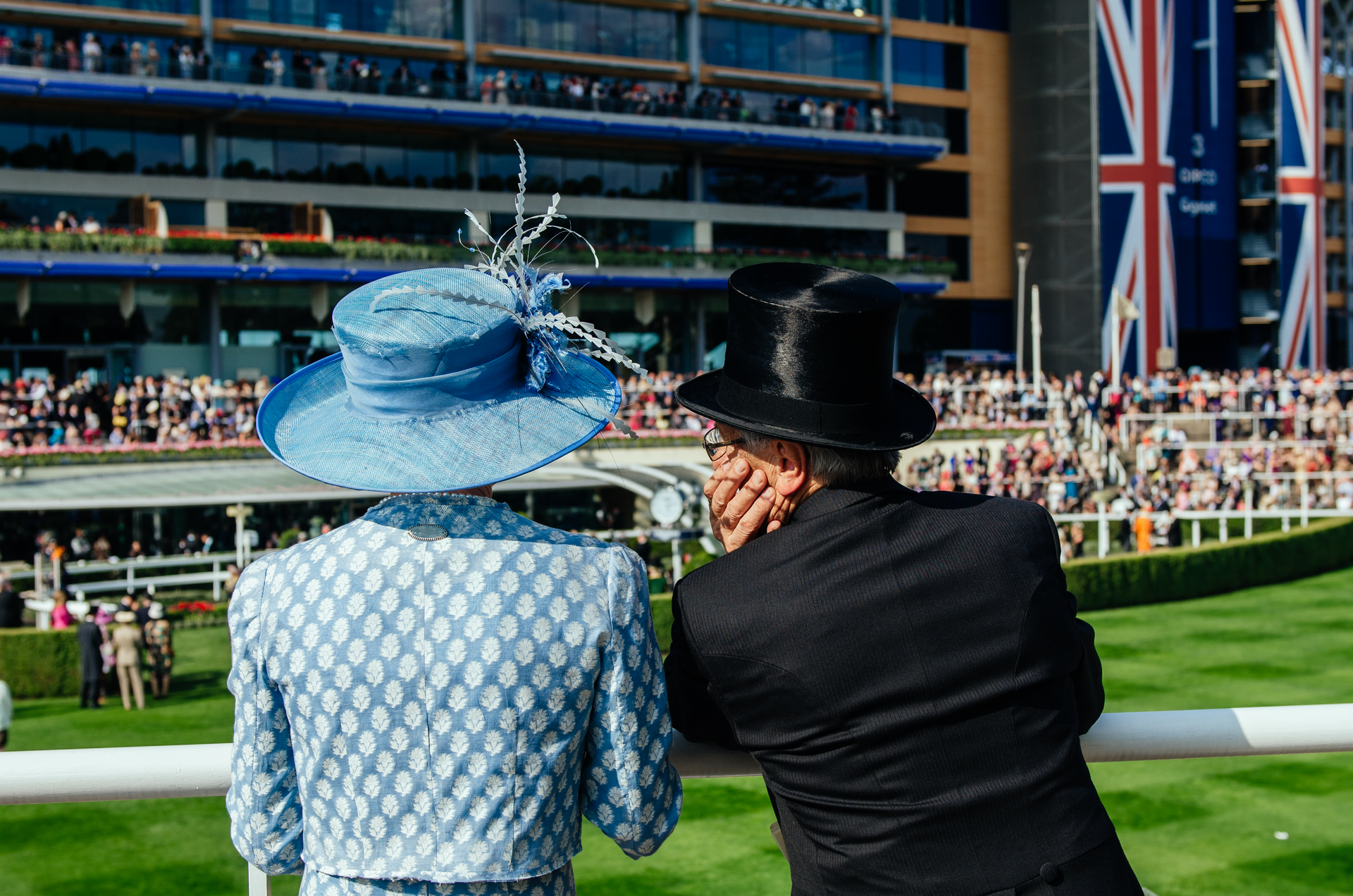 Elegant guests enjoying a thrilling horse race at Royal Ascot 2025