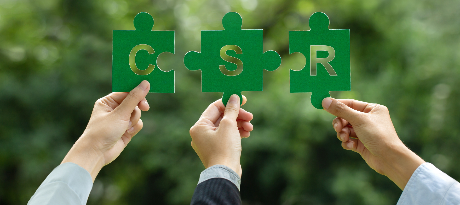 Imagery illustrating CSR (Corporate Social Responsibility) concept, symbolising the integration of social, environmental, and economic responsibility in business practices.