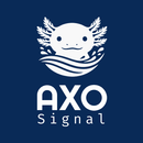 AXO Signal logo with white axolotl and text on a blue background