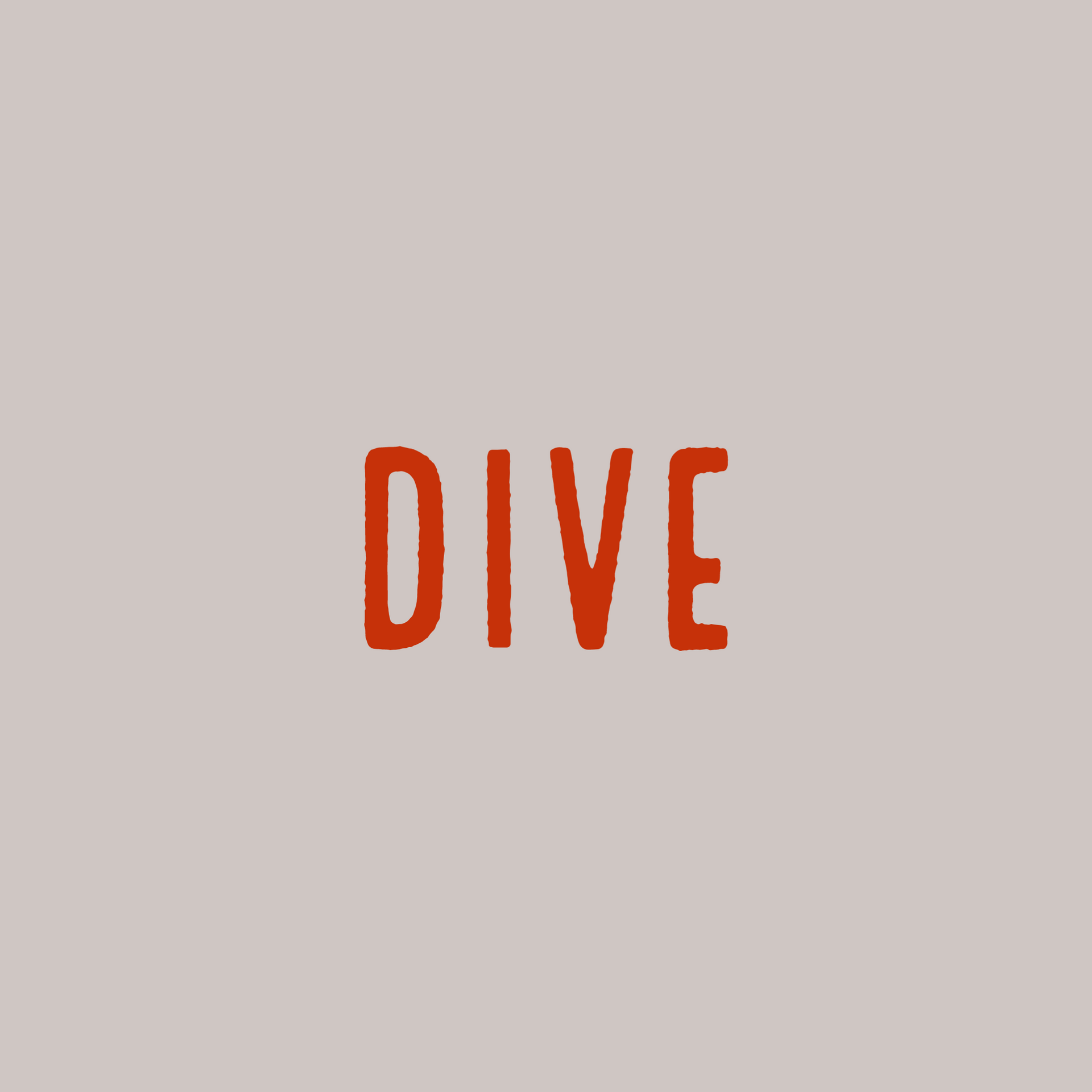 the word dive is written in red on a white background .