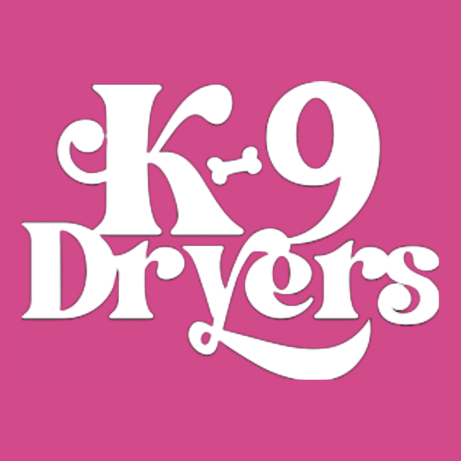 a logo for k-9 dryers on a pink background