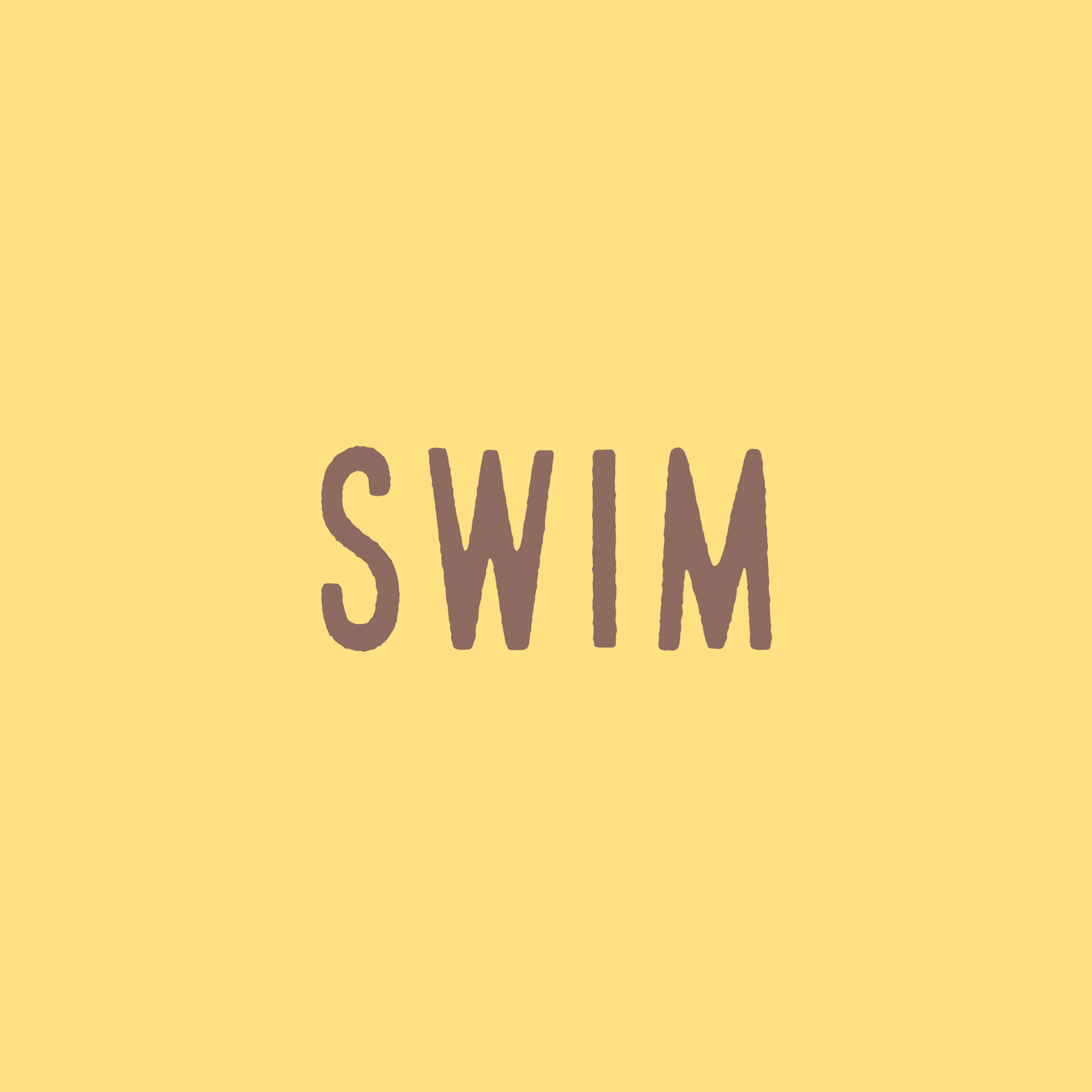 the word swim is on a yellow background .