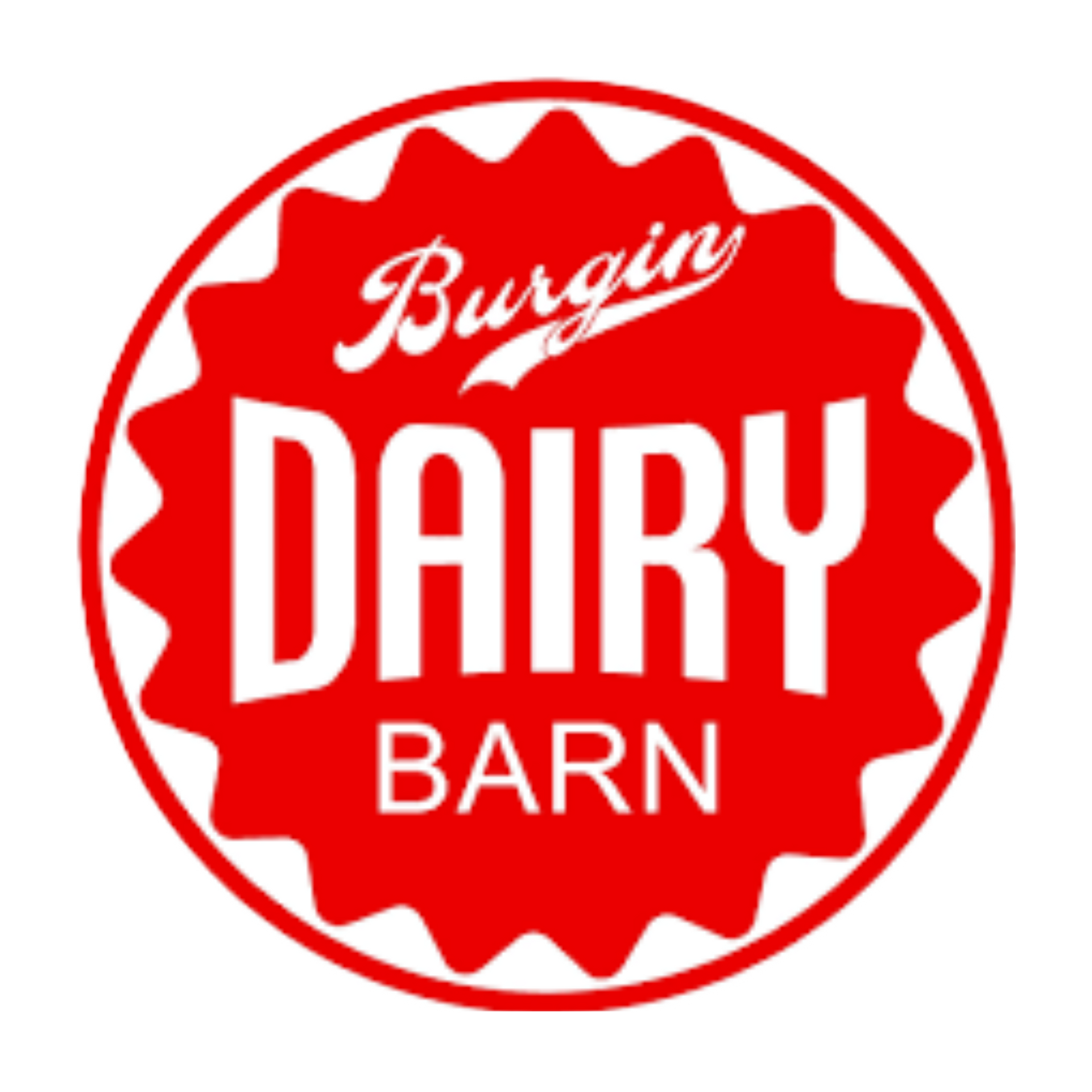 a red dairy barn logo on a white background