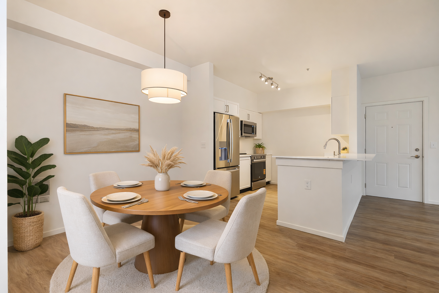 Dining area inside Creekside Apartments in Mill Creek WA