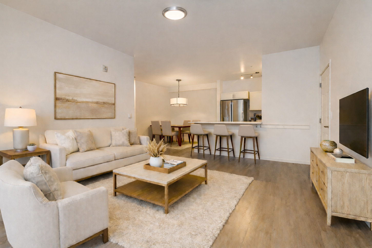 Living room interior at Creekside Apartments in Mill Creek WA