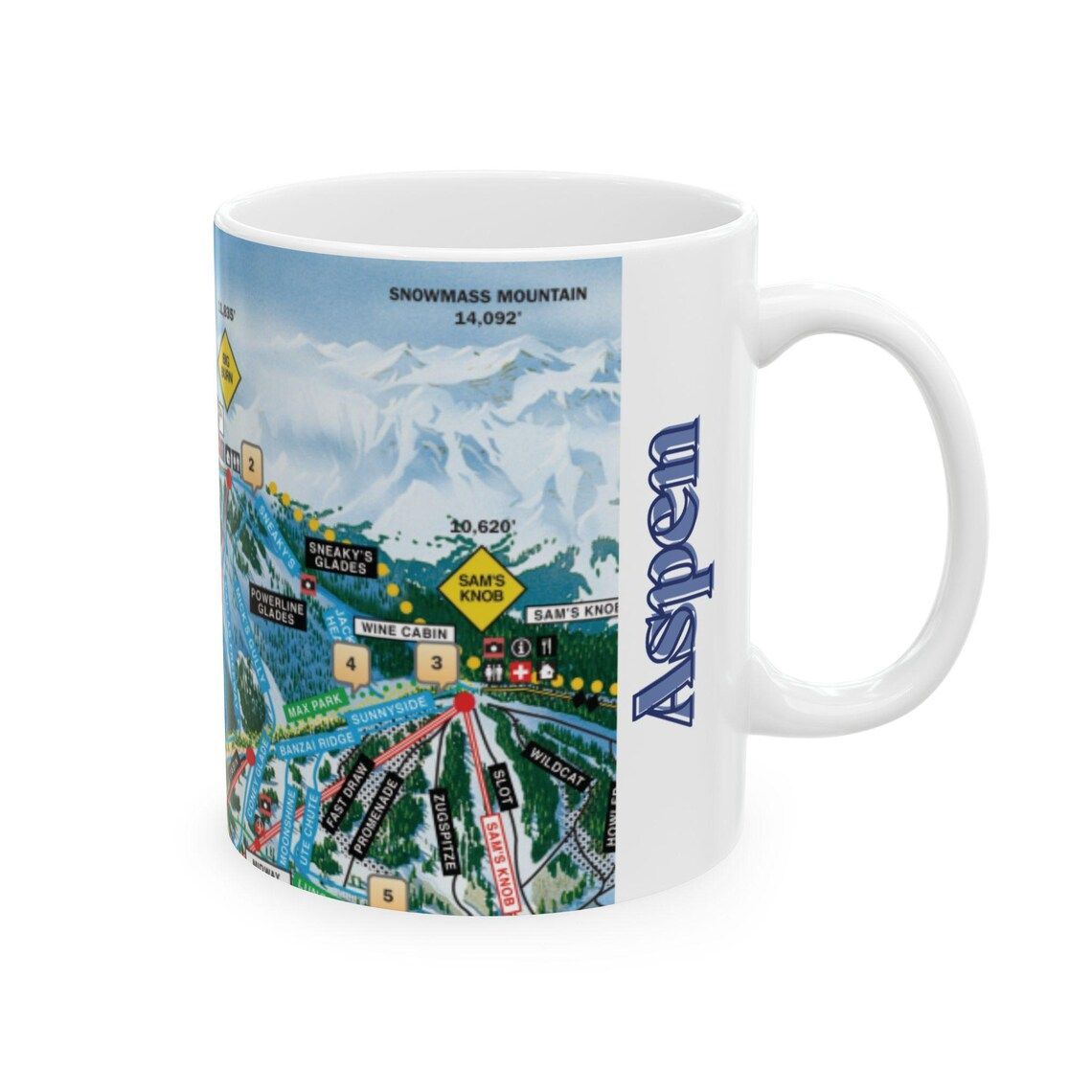 Aspen, CO Ski Map Ceramic Mug