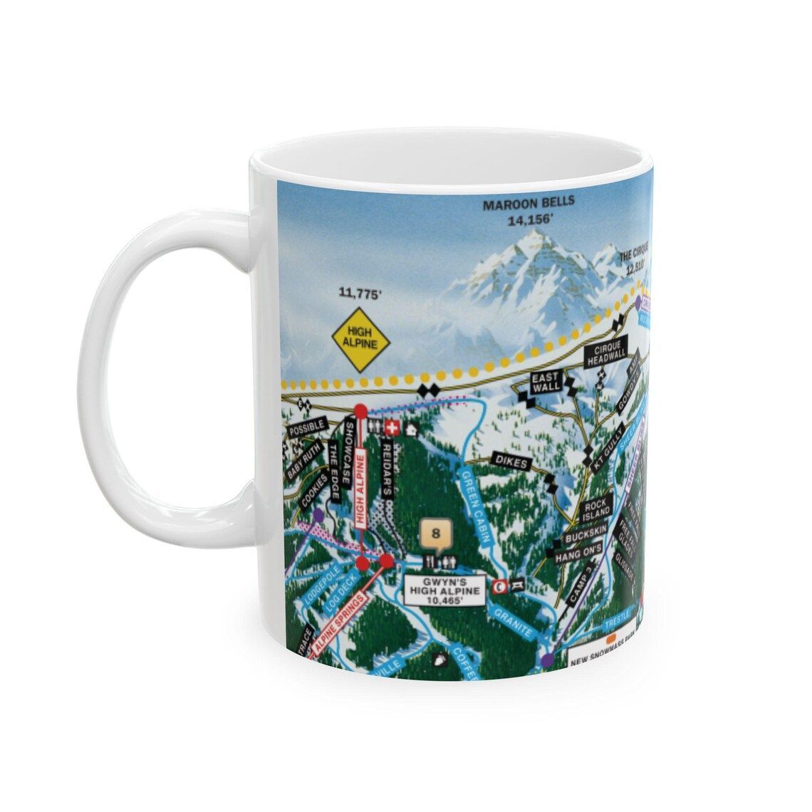 Aspen, CO Ski Map Ceramic Mug