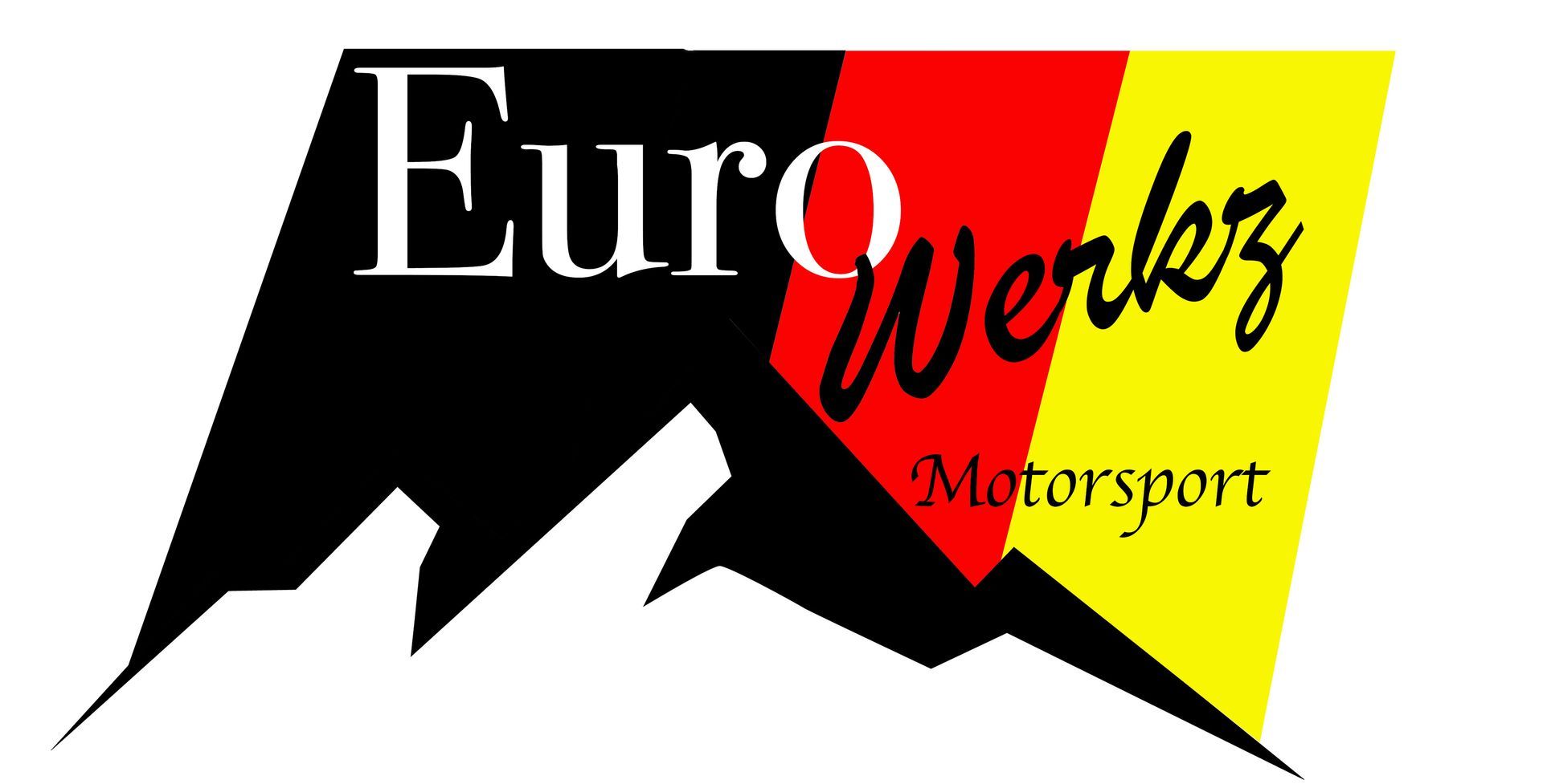 A logo for euro werkz motorsport with a mountain in the background