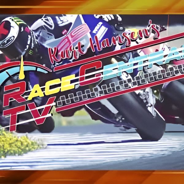 A motorcycle race is advertised on race tv