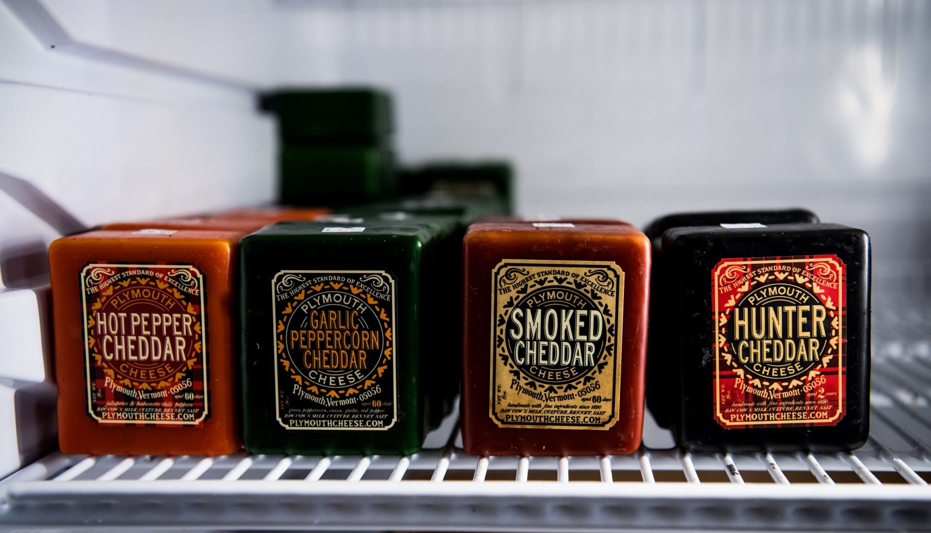 Four different Plymouth Cheeses at Wine & Cheese Depot