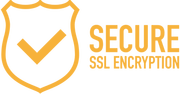 A logo for secure ssl encryption with a check mark on a shield.