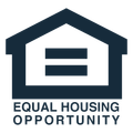 The logo for equal housing opportunity shows a house with a equal sign inside of it.