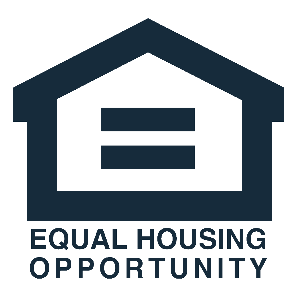 The logo for equal housing opportunity shows a house with a equal sign inside of it.