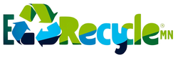 a computer monitor with a green recycling symbol on it .