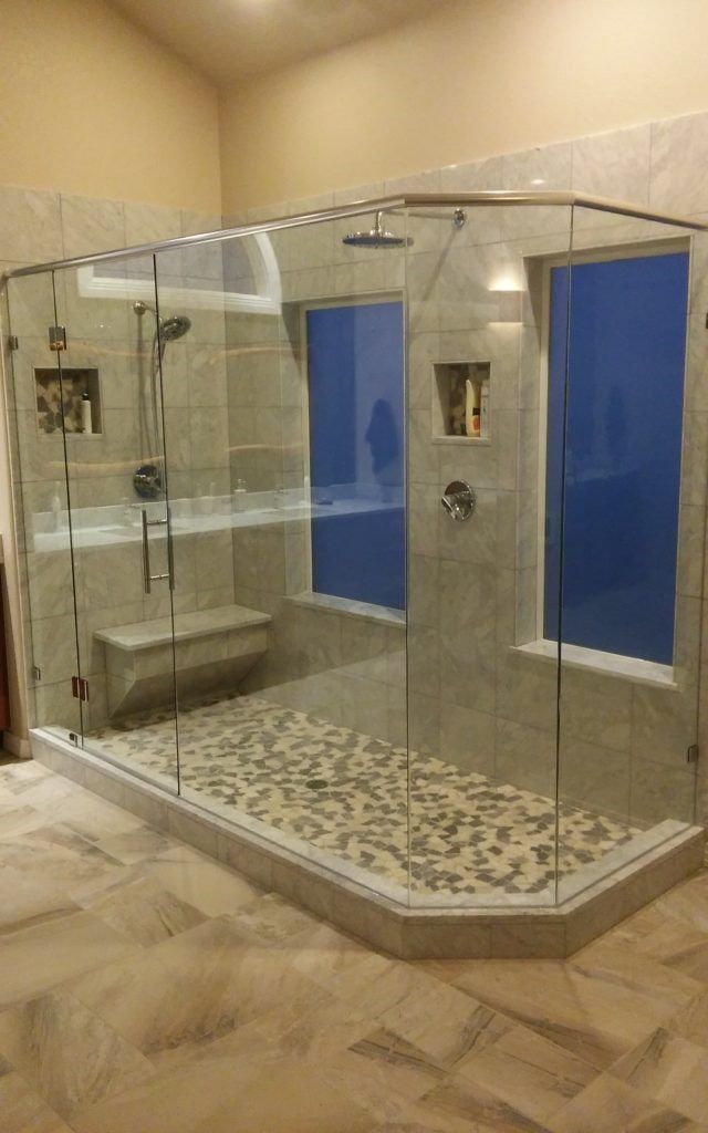 Angle Shower with Header - Glass Shop in Littleton, CO
