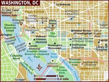 A map of the city of washington dc
