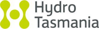 The logo for hydro tasmania is green and white | Derwent Park, TAS