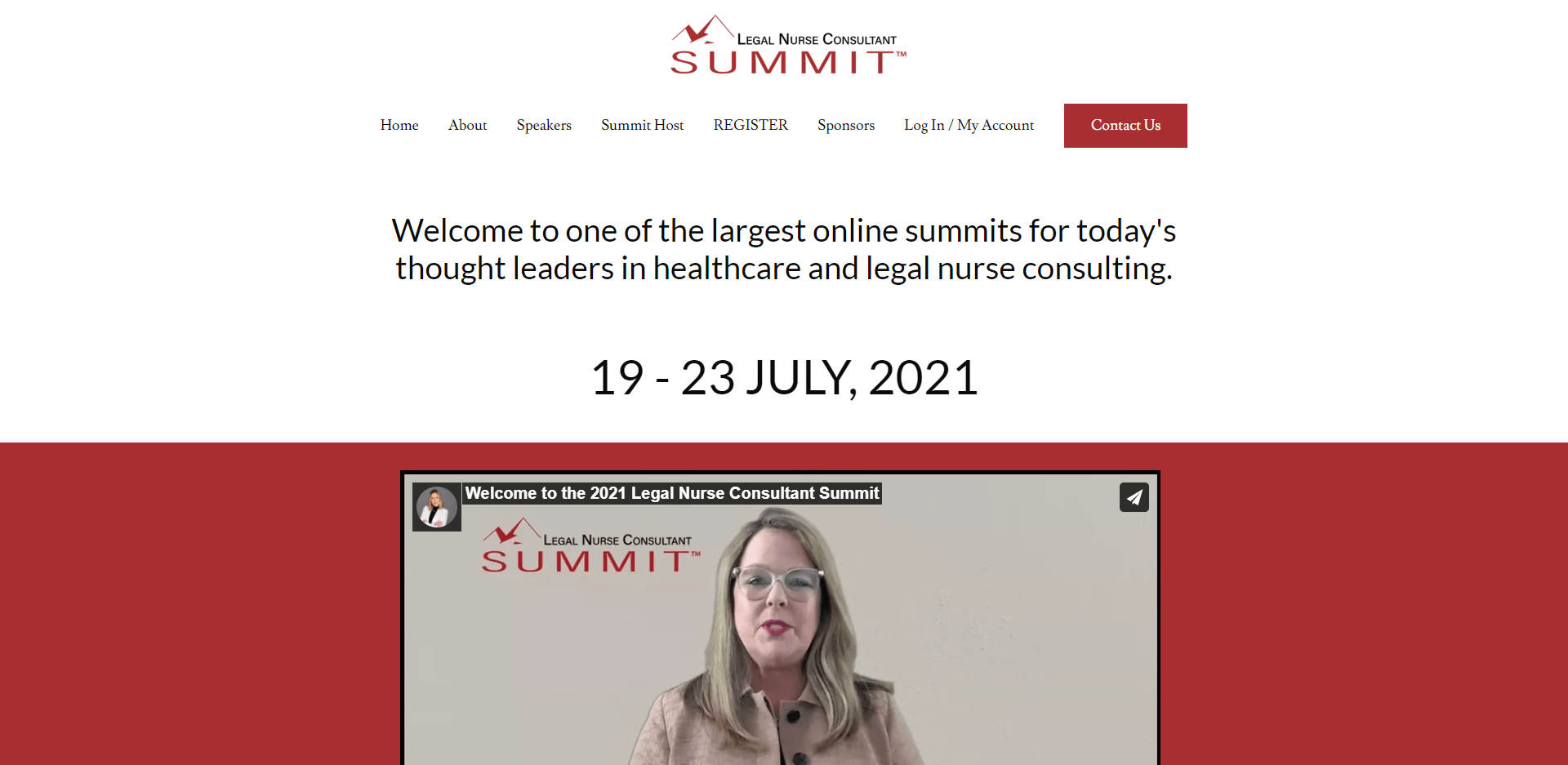 Legal Nurse Consultant Summit landing page