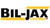 A black and yellow logo for bil-jax a step above.