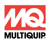 A red and white mq multiquip logo on a white background
