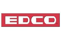 A red and white logo for edco is on a white background.