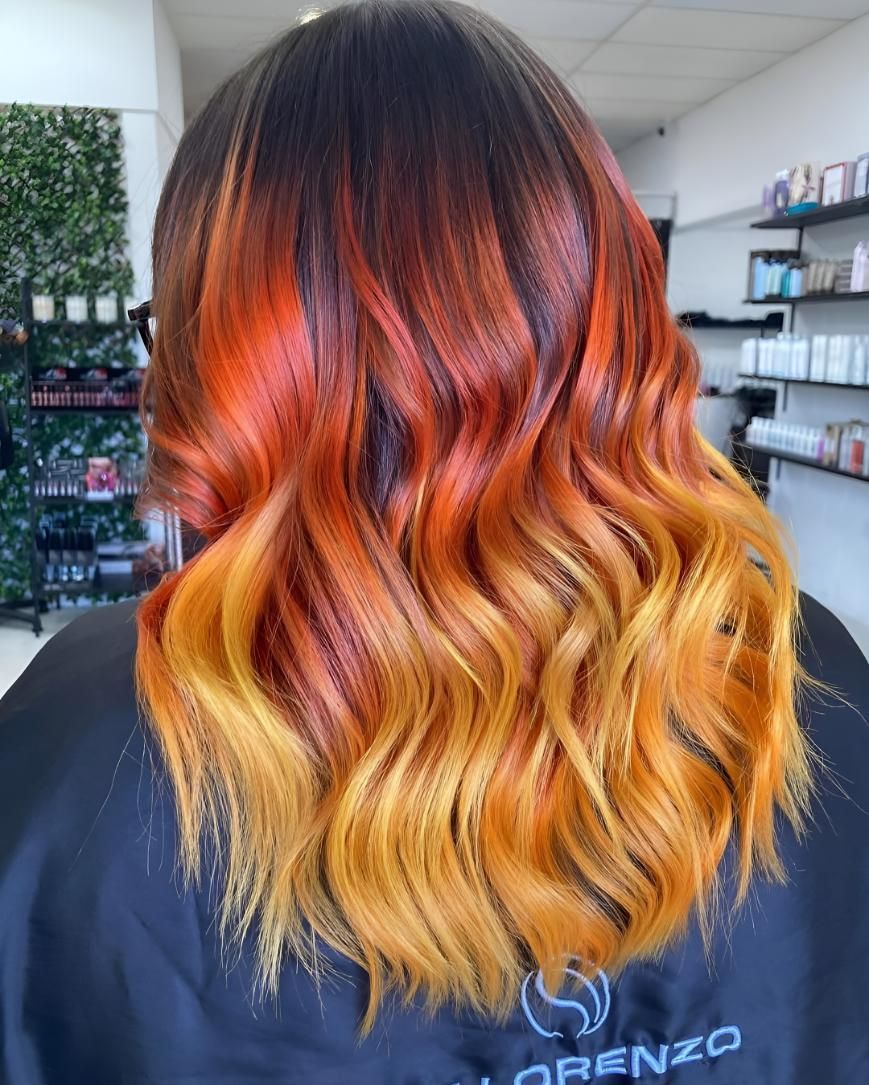 A Woman With Red And Yellow Hair — Beautique Hair Lounge & Beauty Bar In Condon, QLD