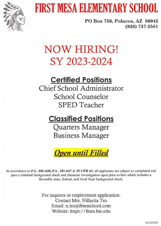 The first mesa elementary school is now hiring for sy 2023-2024