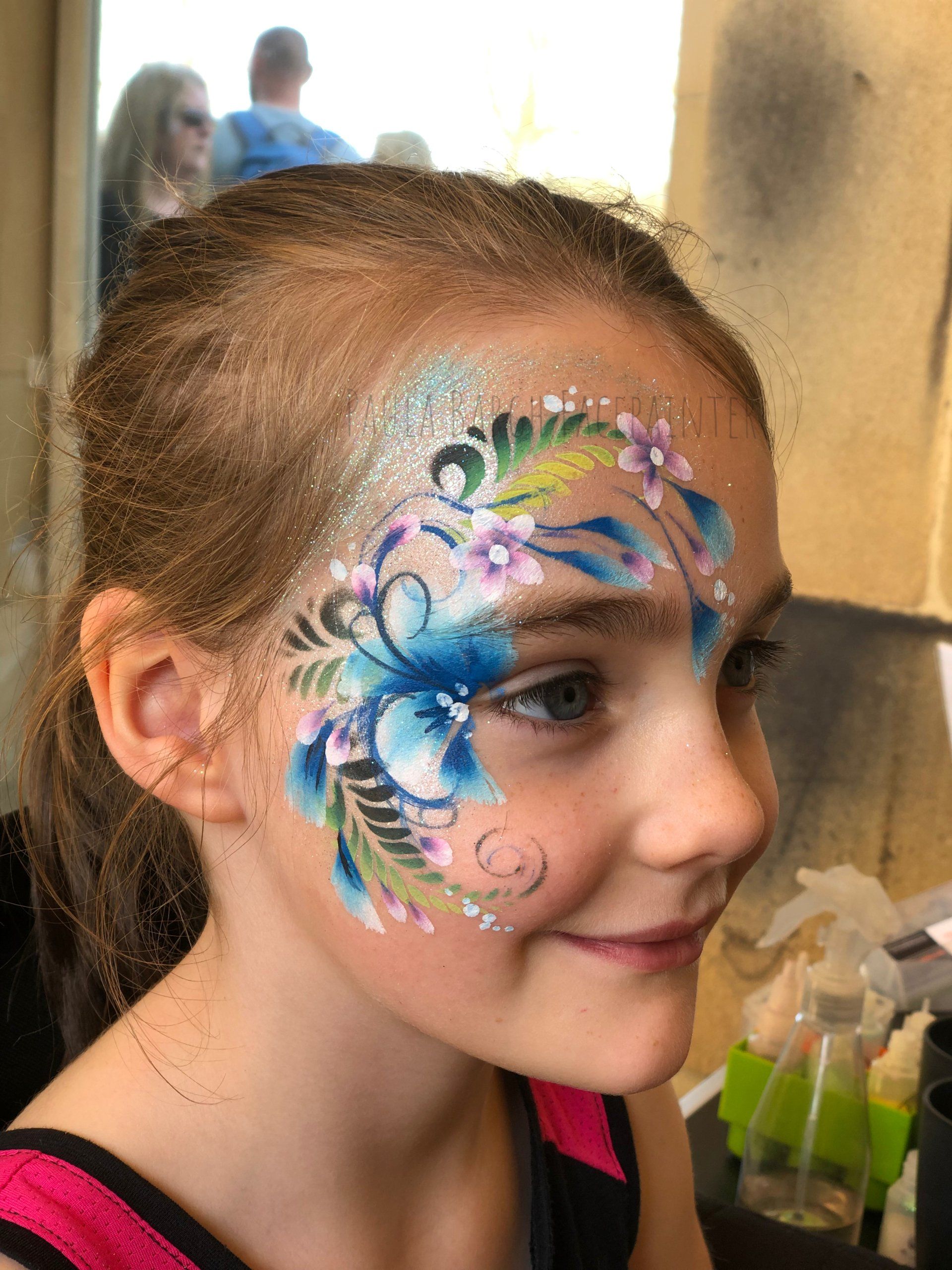 Paula Bargh Facepainter pretty floral eye design Chesterfield