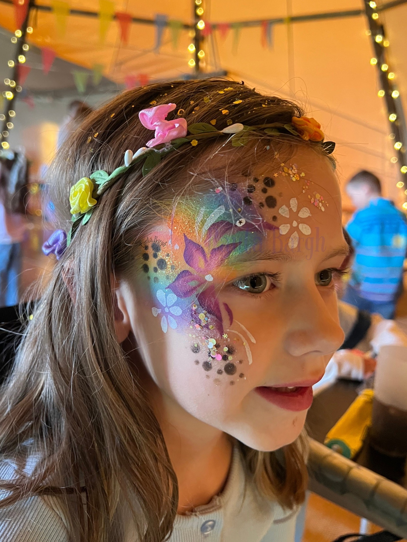  Floral festival design face paint by Paula Bargh Derbyshire face painter
