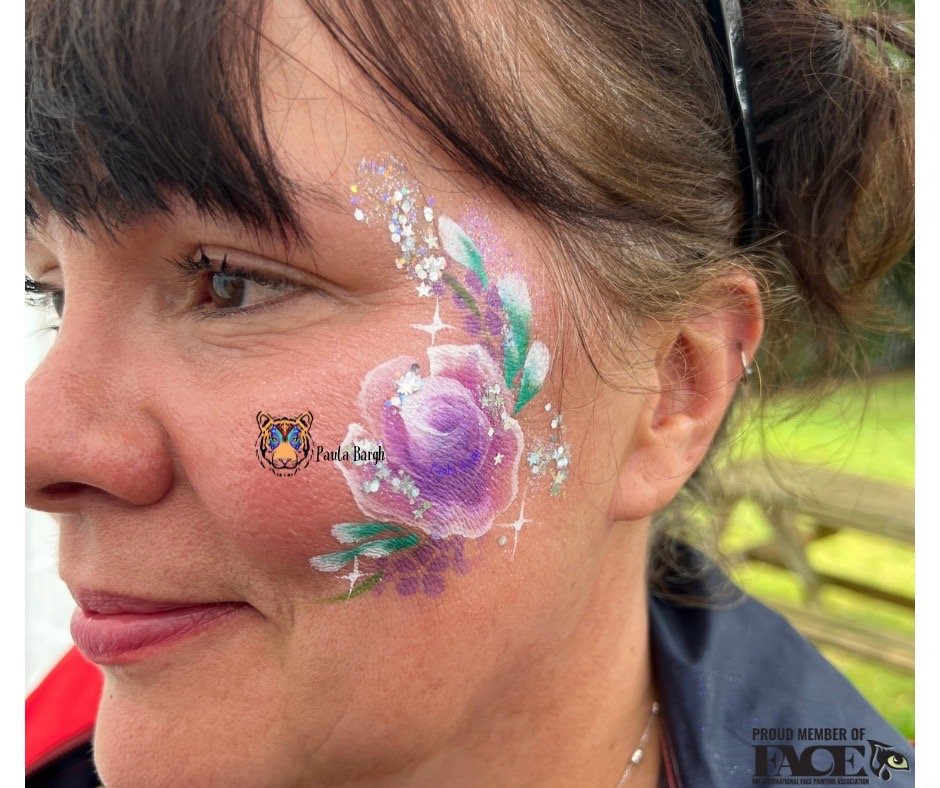  Floral festival design face paint by Paula Bargh Derbyshire face painter