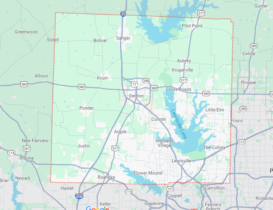 Denton County Map — Justin, TX — Auto Revival