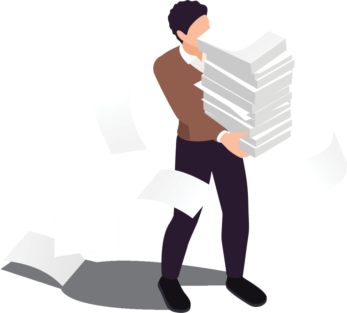 Man carrying stack of paperwork