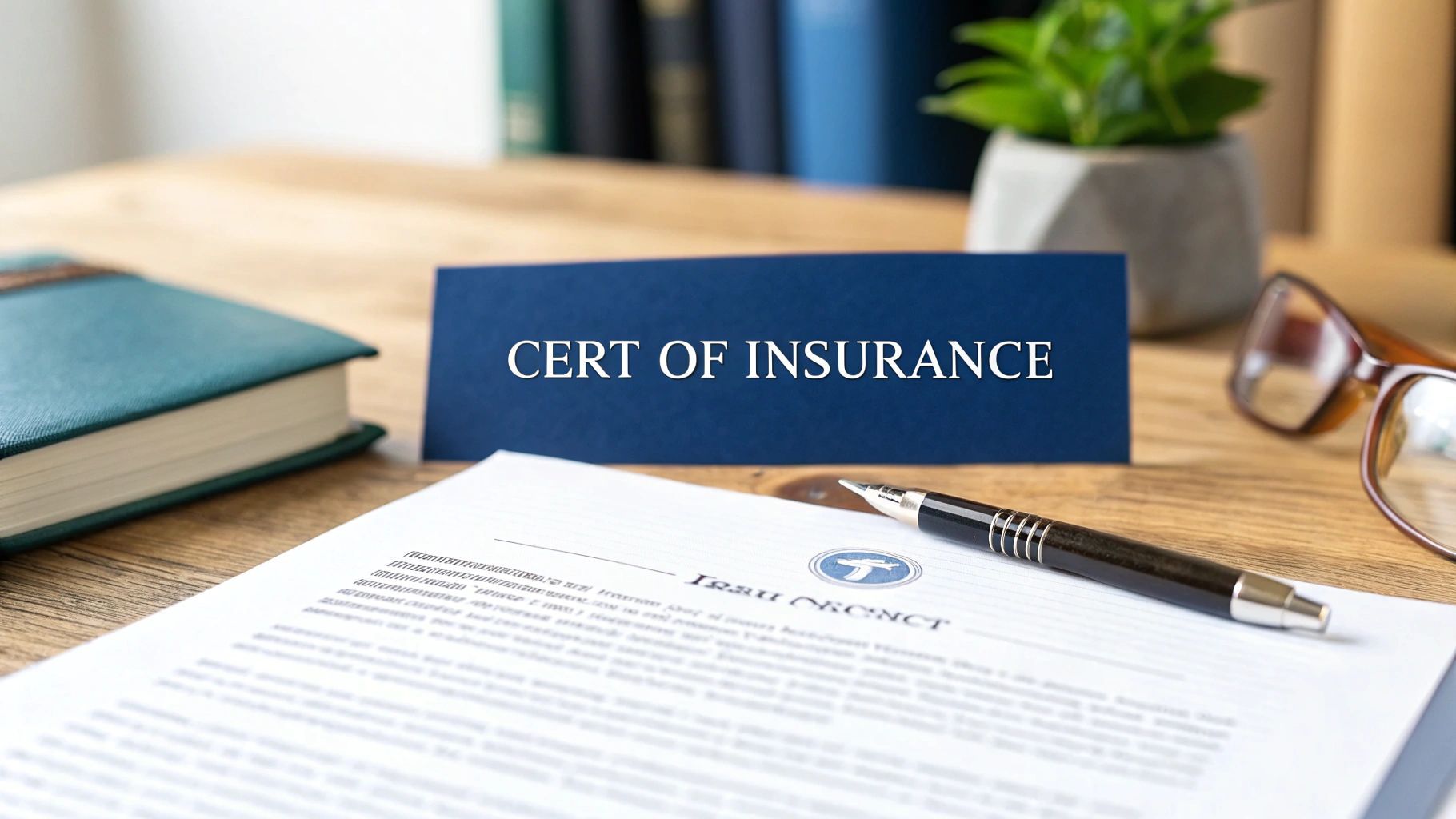 Close-up of a desk with a 