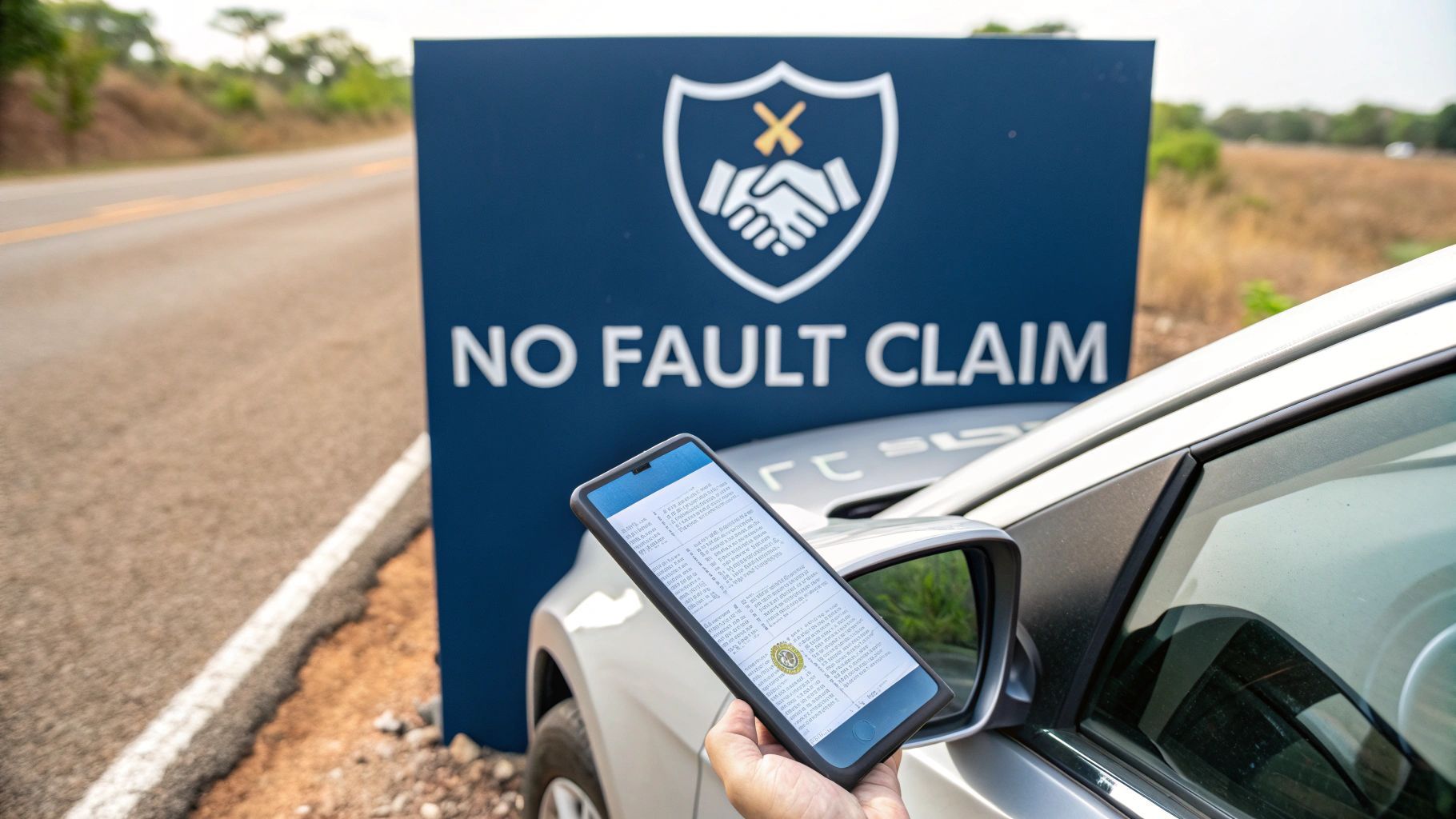 A person holding a phone by a car with a