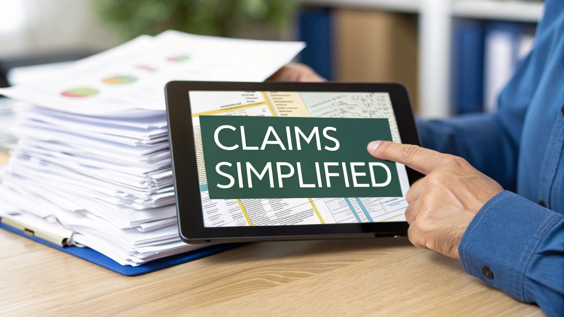 Person holds tablet with 