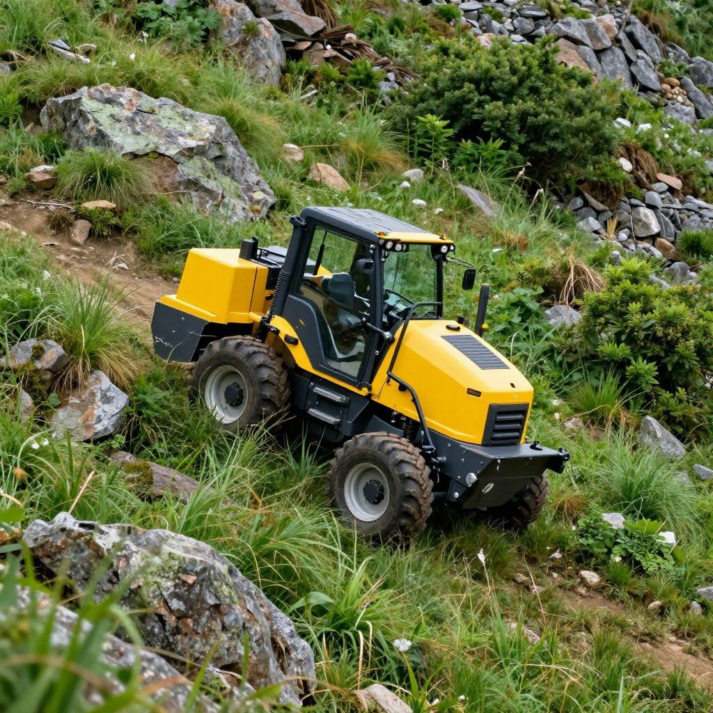 tractor mowing a hillsdie