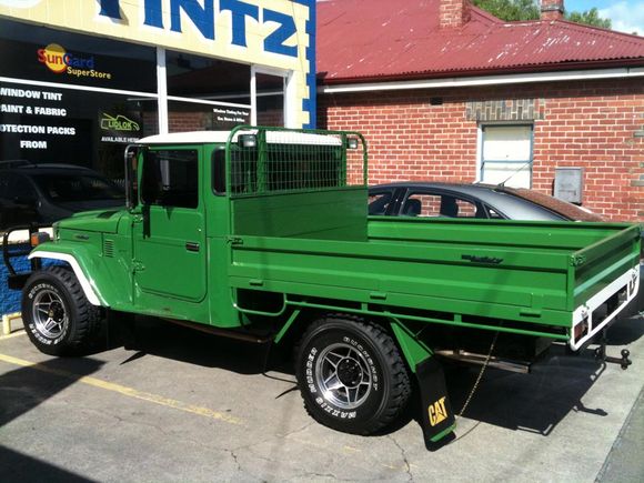Automobile after getting a green paint coat