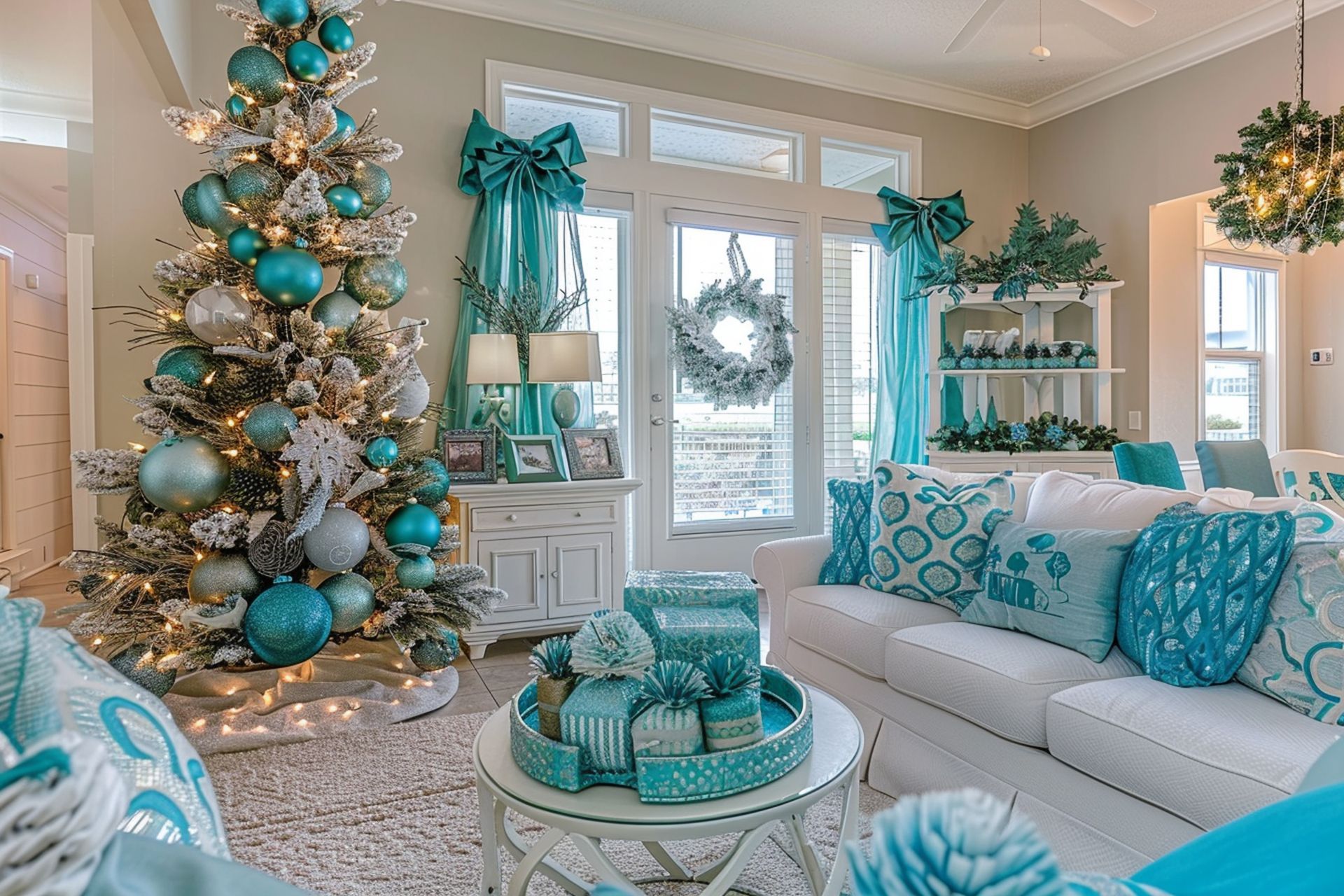 Salón con decoración navideña