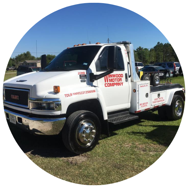 White tow truck with 