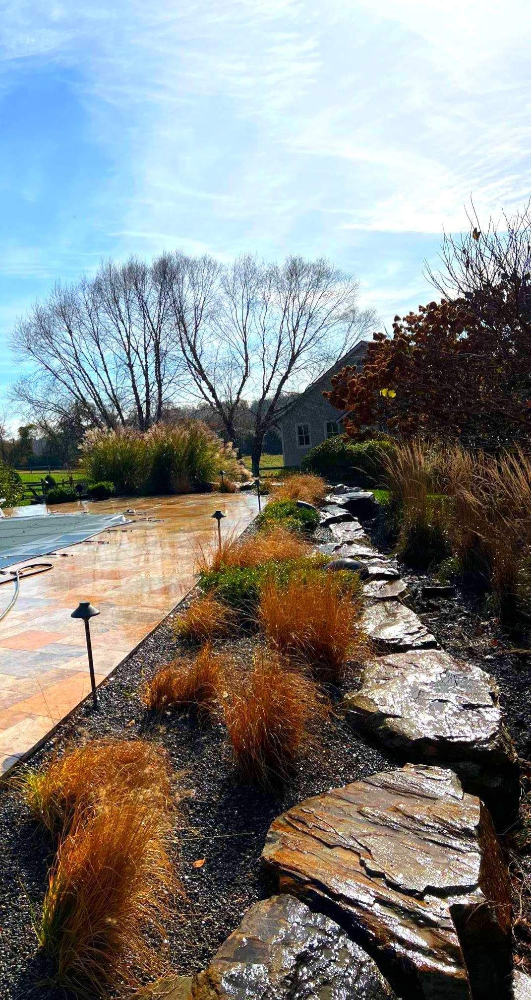 A Stream Running Through a Garden — Kennett Square, PA — Classic Lawns