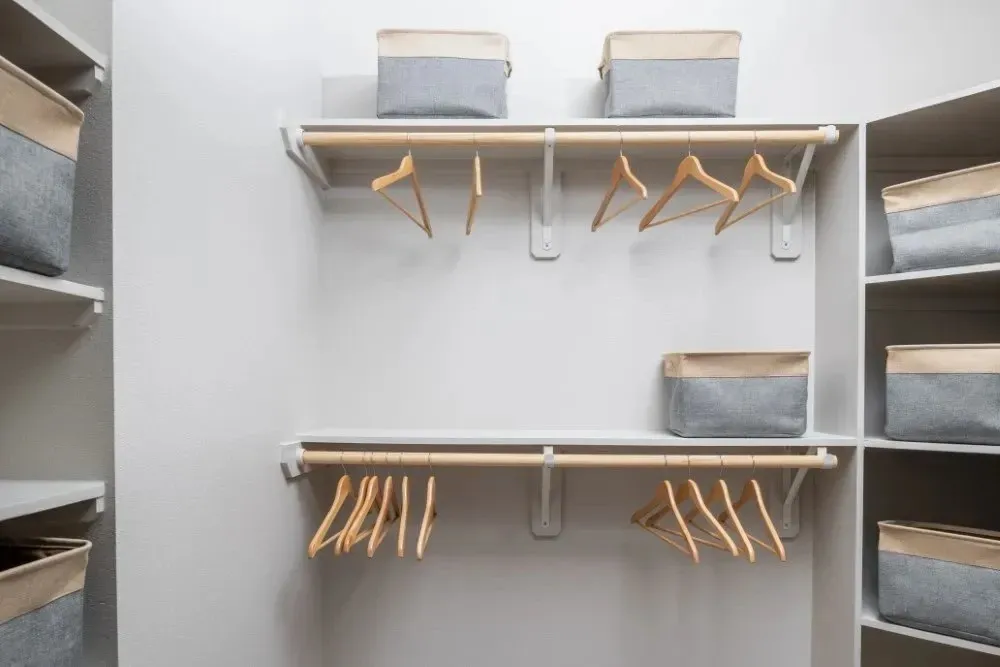 Spacious closet with shelving and hanging space