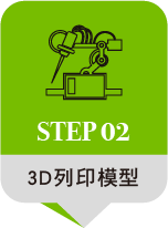 一個綠色的氣泡，上面有機器人的圖片和白色字母的「步驟 02」。