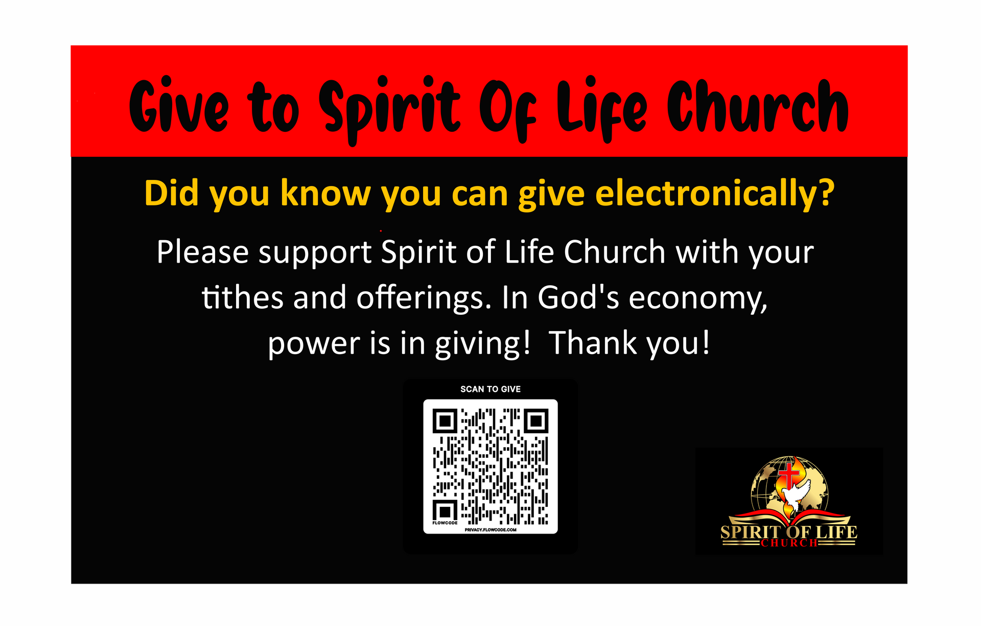 Give to Spirit of Life Church QR Code