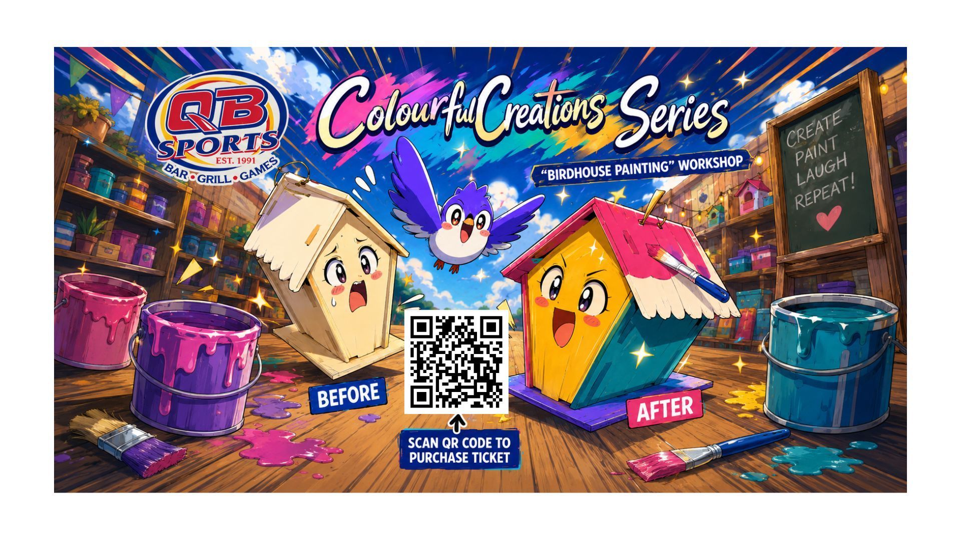 Cereal box promo for Clash Crunch Series, with cartoon mascots, neon graffiti, and chocolate and blue cereal puffs.