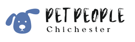 Blue dog silhouette logo with "PET PEOPLE Chichester" text.