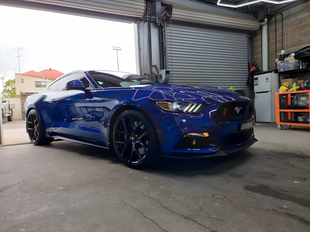 A Blue Mustang Is Covered In Ceramic Coating — Apex Automotive Detailing In Lismore, NSW