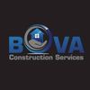 Logo for Bova Construction Services: blue house within a hand, inside a blue and gray circle.