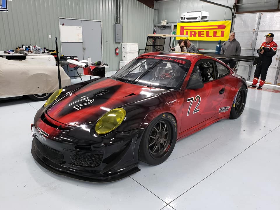 Red and black car paint job